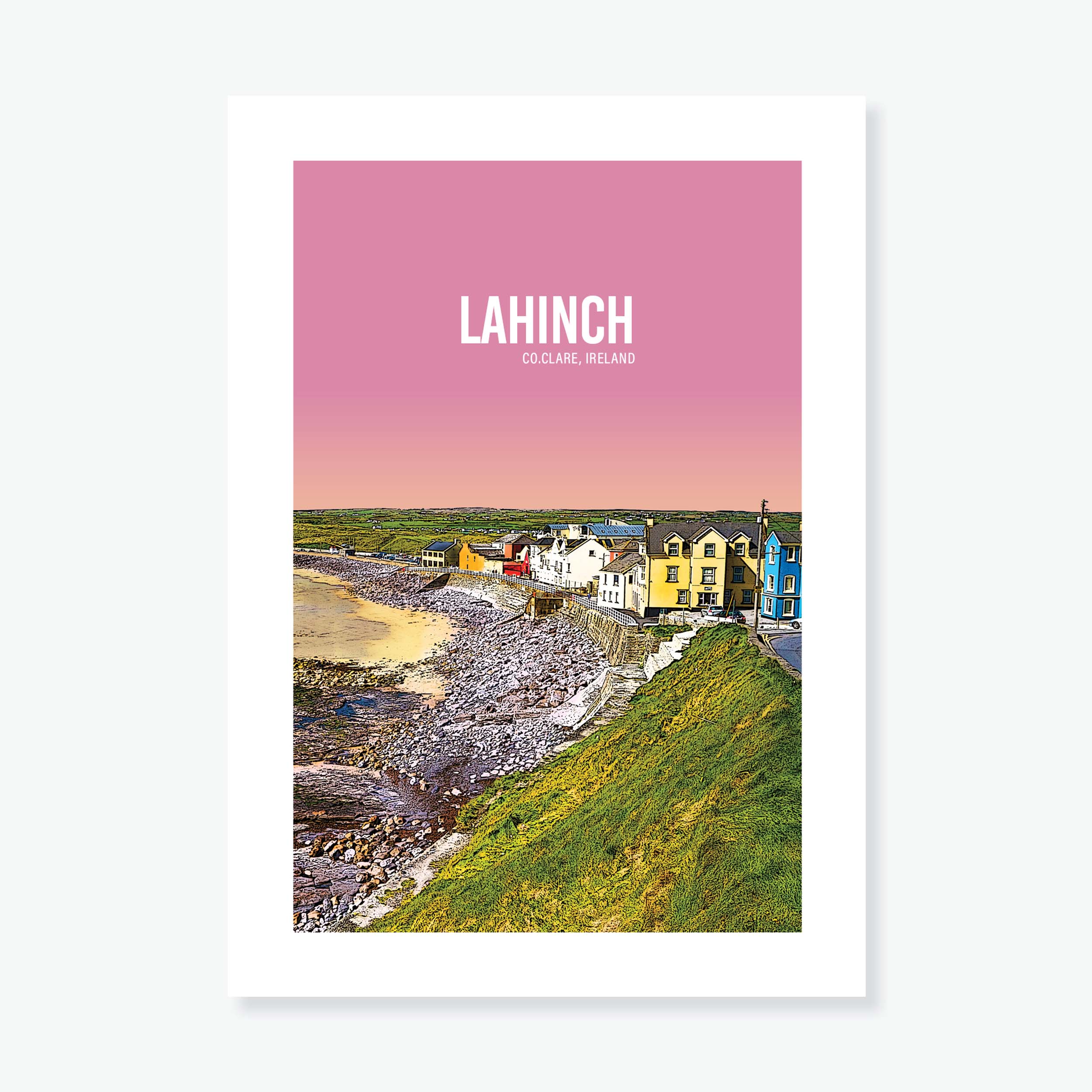 Lahinch Pink Sky A4 Print - Littlebee Prints