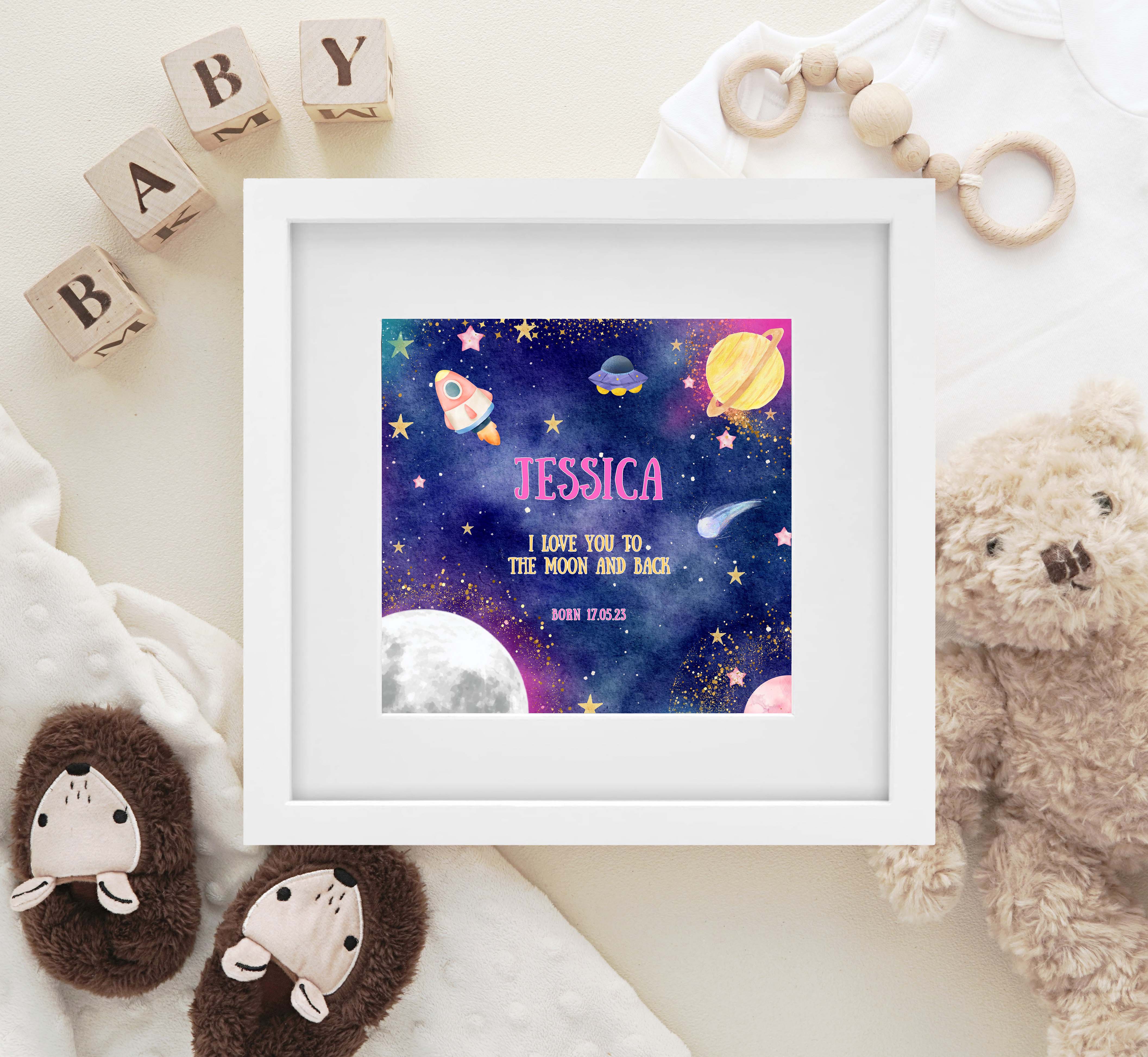 I love you to the Moon and Back Pink - Littlebee Prints