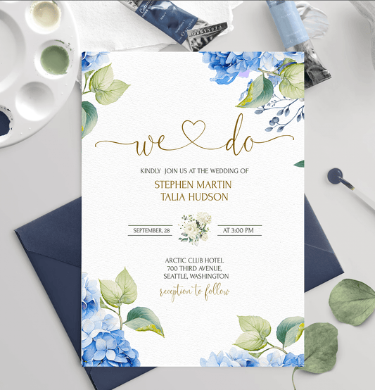 Wedding Invite Blue - Littlebee Prints