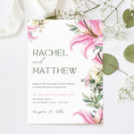 Wedding Invite Pink Lily - Littlebee Prints