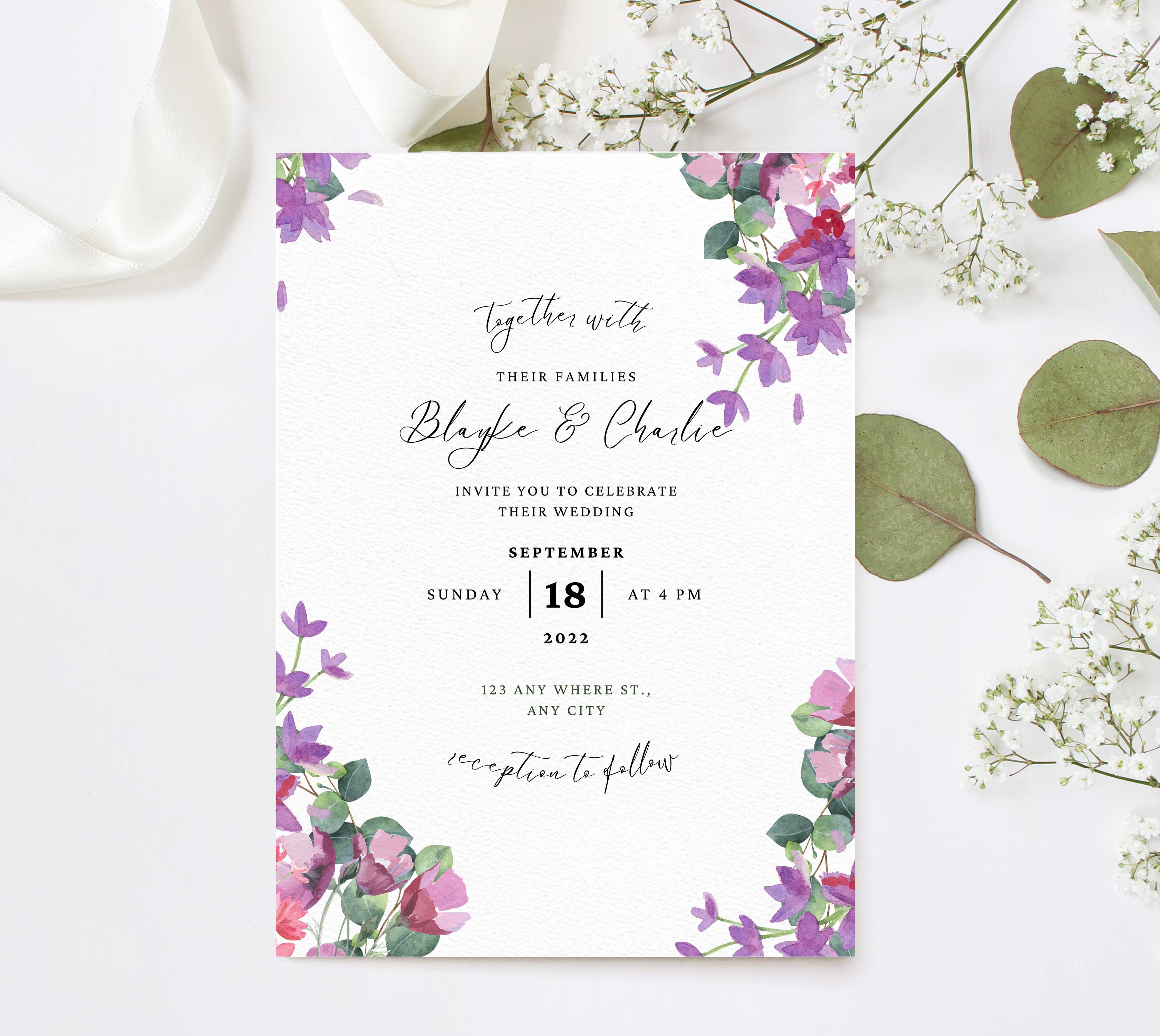 Wedding Invite Wild Garden - Littlebee Prints