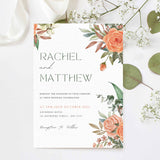 Wedding Invite Orange Rose - Littlebee Prints