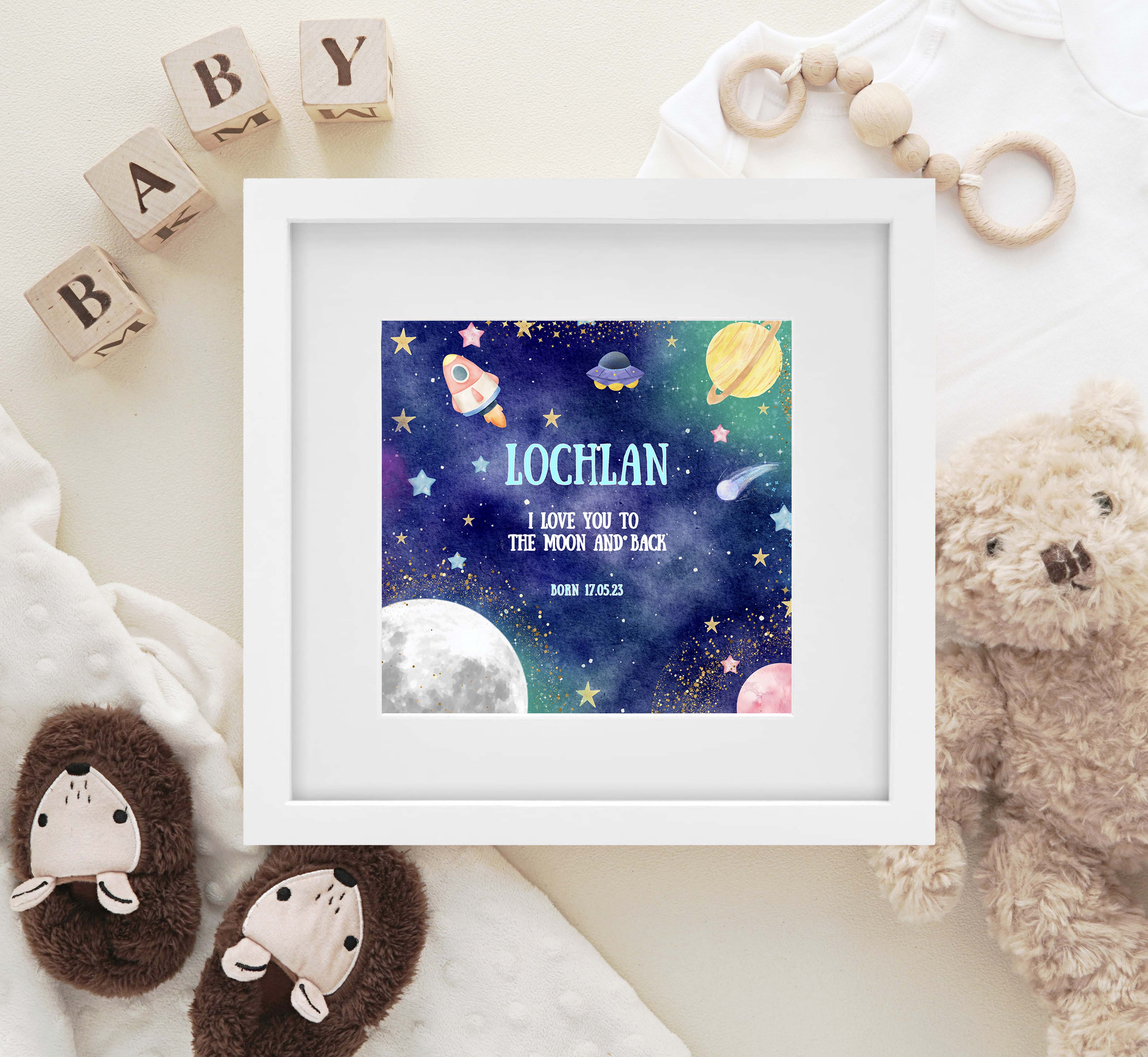 I love you to the Moon and Back Blue - Littlebee Prints