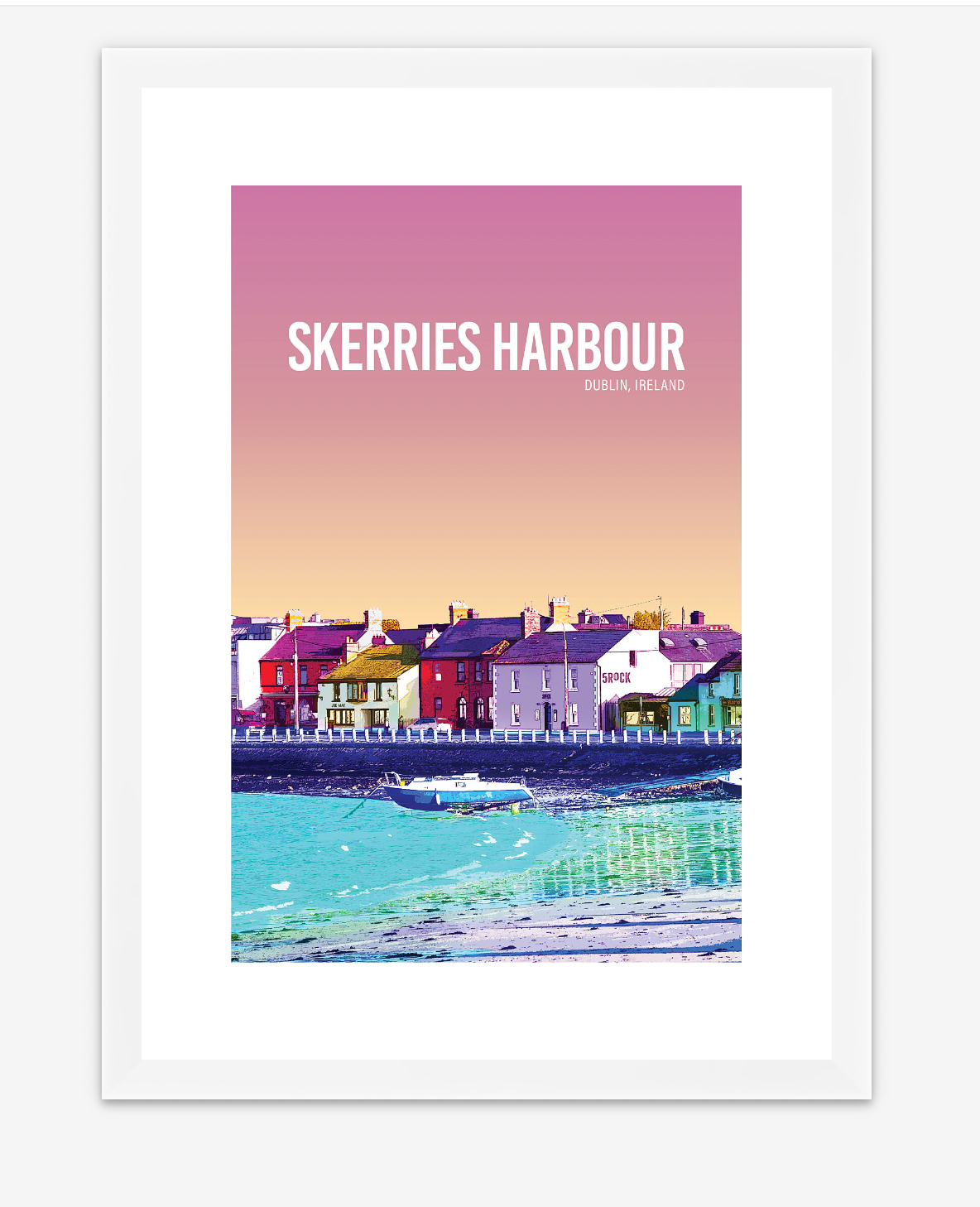 Skerries Harbour Pink Sky A4 Print - Littlebee Prints