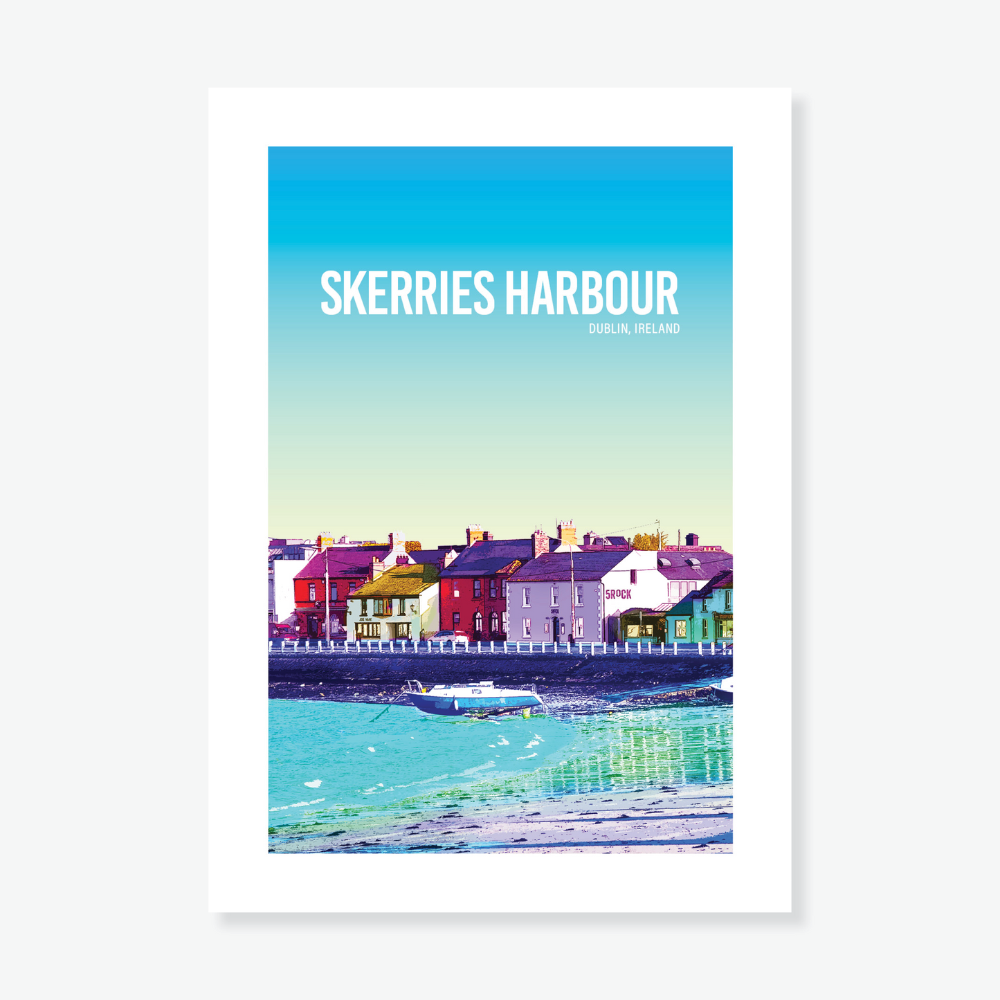 Skerries Harbour Blue Sky A4 Print - Littlebee Prints